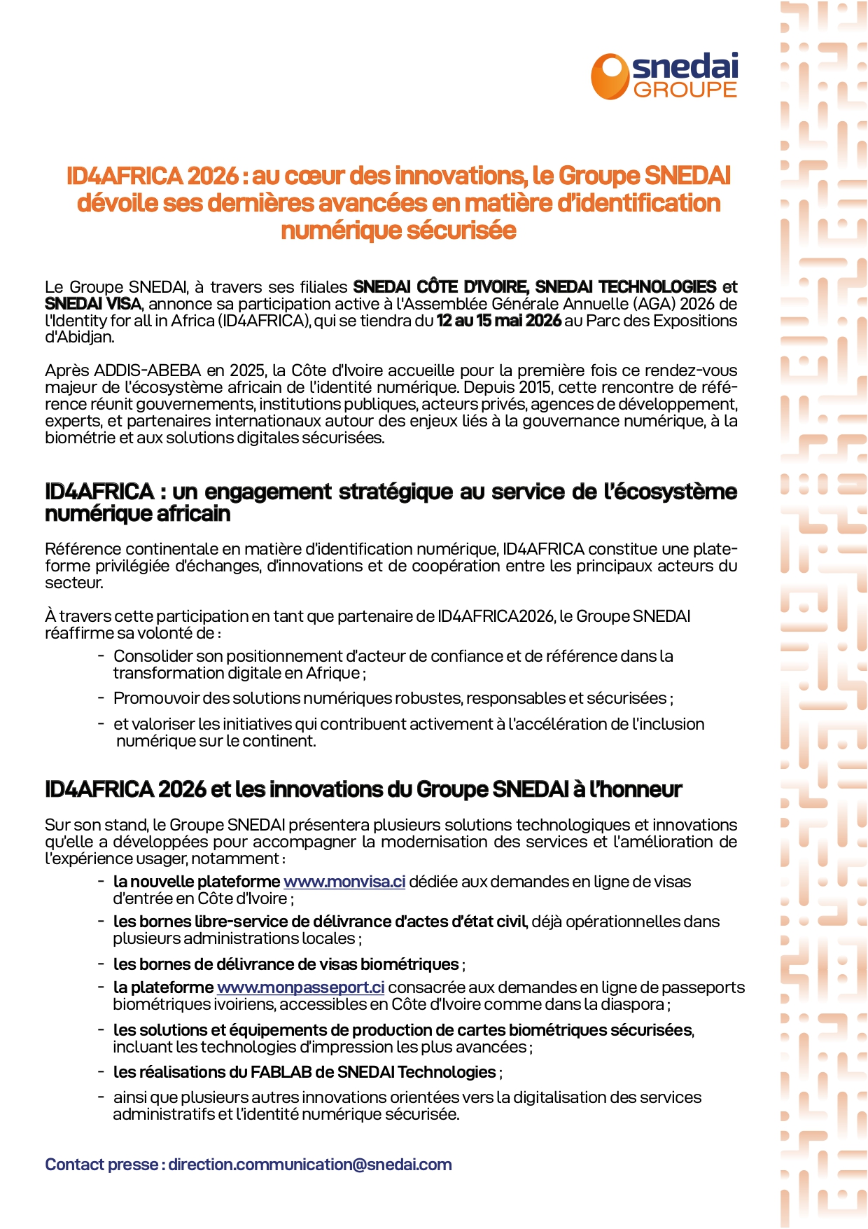 ID4AFRICA 2026 : au cœur des innovations, le Groupe SNEDAI dévoile ses dernières avancées en matière d’identification numérique sécurisée